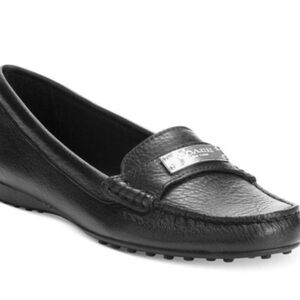 Coach Black Leather Slip-On Shoes